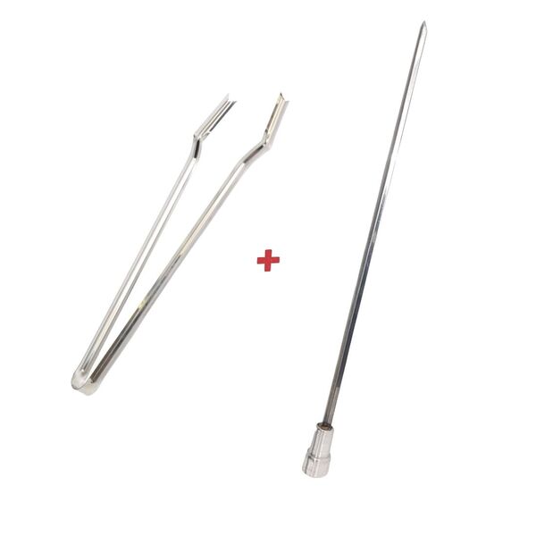 Pegador De Carnes Inox Mais Espetinho Coração 60cm Churrasco
