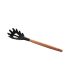 Pegador De Massas De Silicone Preto C/ Cabo Bambu Charmy