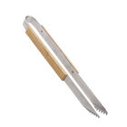 Pinça Para Churrasco De Aço Inox E Cabo De Bambu 38cm - Lyor