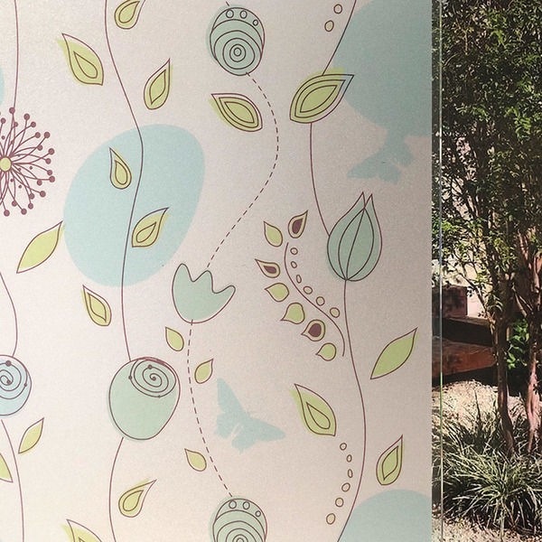 Pelicula Adesivo Eletrostatica Vidro Jateado Desenho Flores