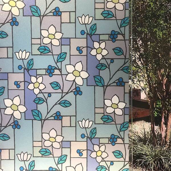 Pelicula Adesivo Eletrostatica Vidro Jateado Vitral Flores