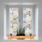 Pelicula Adesivo Eletrostatica Vidro Mondrian Colorido