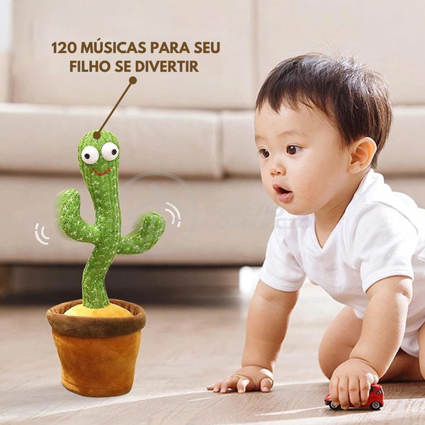 Pelúcia Infantil Cacto Dançante - Brinquedo Interativo Com Lu