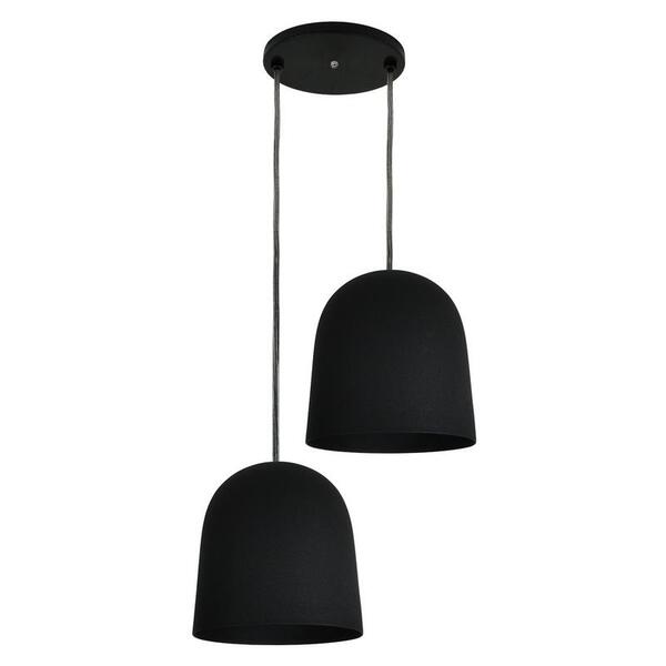 Pendente 1801/2 Copo Moderno Com 2 E-27 Preto Fosco 22 Cm Biv