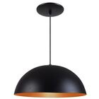 Pendente 1/2 Sfera Diâmetro 60x30cm Preto Com Cobre