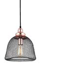 Pendente 1 Lâmpada Aramado Bronze E Telinha Preto Fosco 28cm