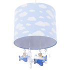 Pendente 1 Lâmpada Azul Metal e Tecido Ursinho Aviador Carambola