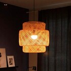 Pendente Oval 1 Lâmpada Fibra Bege Bali GMH