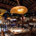 Pendente Oval 1 Lâmpada Fibra Bege Borneu GMH