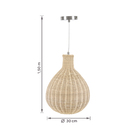 Pendente Esfera 1 Lâmpada Fibra Bege Cestino Inspire