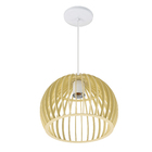 Pendente Esfera 1 Lâmpada Madeira Bege Dellon Luz Vita