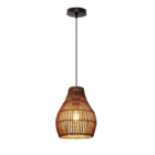 Pendente Cilíndrico 1 Lâmpada Rattan Bege e Preto Elongo Inspire