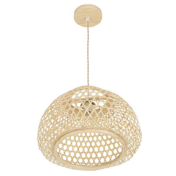 Pendente Oval 1 Lâmpada Fibra Bege Java GMH