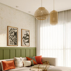 Pendente Oval 1 Lâmpada Fibra Bege Java GMH