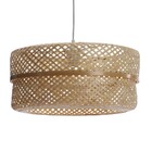 Pendente Cilíndrico 1 Lâmpada Bambu e Metal Bege Palanga Inspire