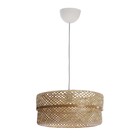 Pendente Cilíndrico 1 Lâmpada Bambu e Metal Bege Palanga Inspire