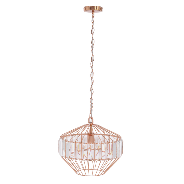 Pendente 1 Lâmpada Cobre e Incolor Metal Daryn Inspire