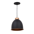 Pendente 1 Lâmpada Cobre e Preto Metal Bald Ema Lustres