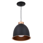 Pendente 1 Lâmpada Cobre e Preto Metal Bald Ema Lustres