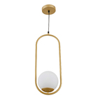 Pendente 1 lâmpada Dourado Alumínio e Vidro Orluce