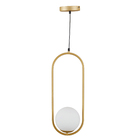 Pendente 1 lâmpada Dourado Alumínio e Vidro Orluce