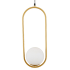 Pendente 1 lâmpada Dourado Alumínio e Vidro Orluce