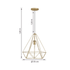 Pendente Diamante 1 Lâmpada Metal Dourado Auremar