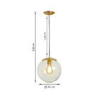Pendente Globo 1 Lâmpada Vidro e Metal Dourado Moon Auremar