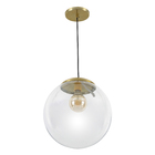 Pendente Globo 1 Lâmpada Vidro e Metal Dourado Moon Auremar