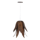 Pendente 1 Lâmpada Madeira Imbuia Lírio 40x40cm E27 Fox Lustres