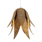 Pendente 1 Lâmpada Madeira Imbuia Lírio 40x40cm E27 Fox Lustres