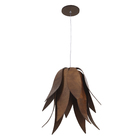 Pendente 1 Lâmpada Madeira Imbuia Lírio 40x40cm E27 Fox Lustres