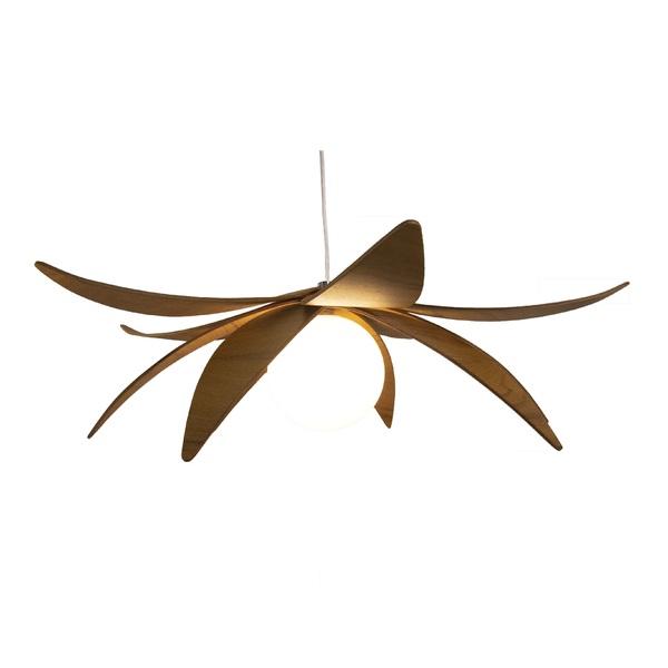 Pendente 1 Lâmpada Madeira Imbuia Lírio 75x18cm G9 Fox Lustres