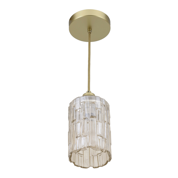 Pendente Retangular 1 Lâmpada Vidro e Metal Incolor Conhaque Blumenau Iluminação