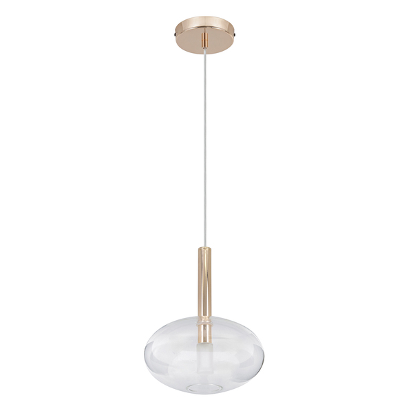 Pendente Oval 1 Lâmpada Metal e Vidro Incolor Remi Heavy