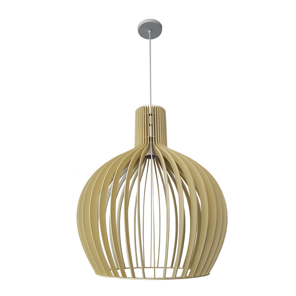 Pendente 1 lâmpada Marfim Madeira Big Ballon Luz Vita