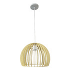 Pendente 1 lâmpada Marfim Madeira Dellon Luz Vita