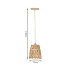 Pendente Cesto 1 Lâmpada Fibra de Bambú Marrom Biak Sisal Gmh