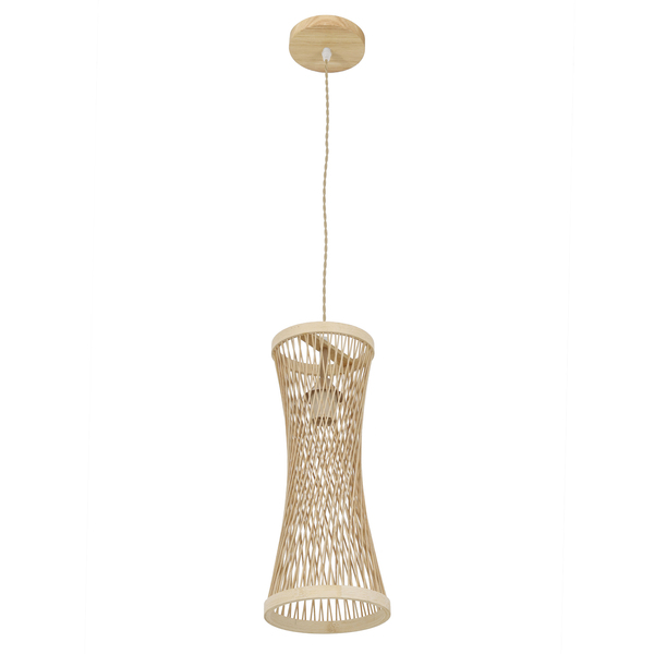 Pendente Cesto 1 Lâmpada Fibra de Bambú Marrom Guine Gmh