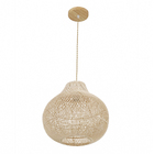 Pendente Cesto 1 Lâmpada Fibra de Bambú Marrom Hao Gmh