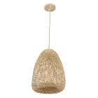 Pendente Cesto 1 Lâmpada Fibra de Bambú Marrom Hiva Gmh