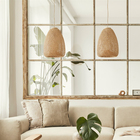 Pendente Cesto 1 Lâmpada Fibra de Bambú Marrom Hiva Gmh