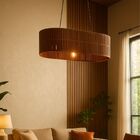 Pendente Redondo 1 Lâmpada Marrom Loures Oval Luz Vita