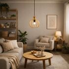 Pendente Redondo 1 Lâmpada Marrom Round Luz Vita