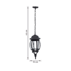 Pendente 1 Lâmpada Metal e Vidro Preto Lille 46 cm Biancoluce