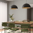 Pendente Meia Bola 1 Lâmpada Metal Preto Meia Esfera Auremar