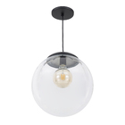 Pendente Globo 1 Lâmpada Vidro e Metal Preto Moon Auremar