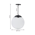 Pendente Globo 1 Lâmpada Vidro e Metal Preto Moon Auremar