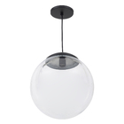 Pendente Globo 1 Lâmpada Vidro e Metal Preto Moon Auremar