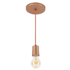 Pendente Tubo 1 Lâmpada Metal Rosa Uno Attena Iluminação